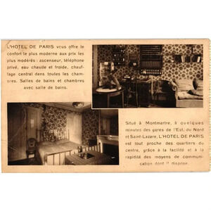 L'HOTEL DE PARIS Advertisement Postcard